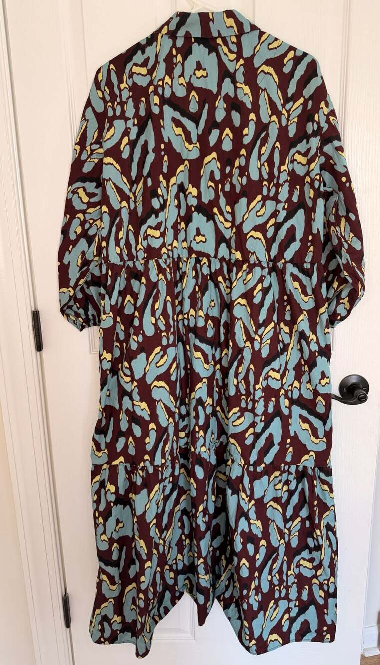 BOGO Maeve Anthropologie The Bettina Tiered Midi Shirt Dress in Abstract Leopard - Picture 11 of 11